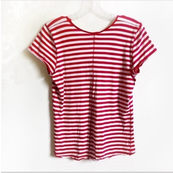 We the Free Avery tee red white striped v neck cotton - Picture 8 of 8
